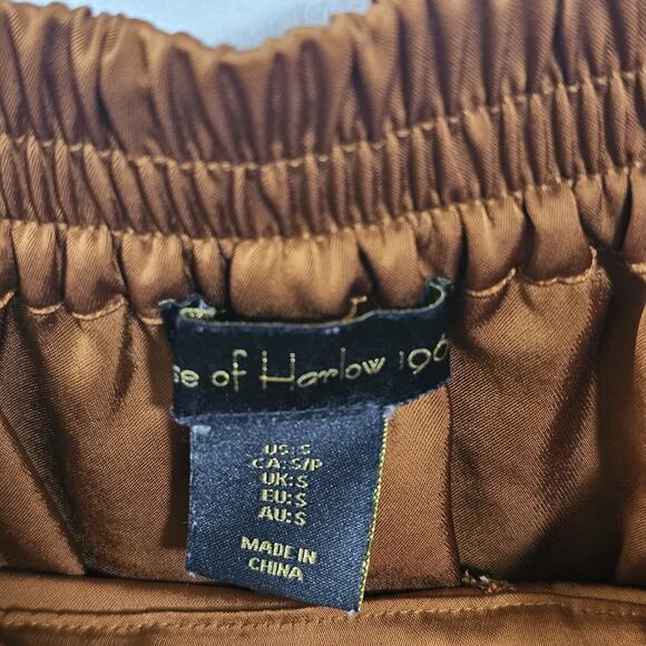 HOUSE OF HARLOW 1960 High Rise Wide Leg Satin Pant Sz S Party Copper Retro - Picture 3 of 5